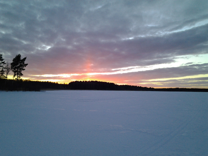 Solnedg�ng Gl�pen vinter 2013