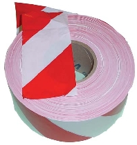 Plastsnitsel bred röd/vit 70 mm x 500 m (6 st)